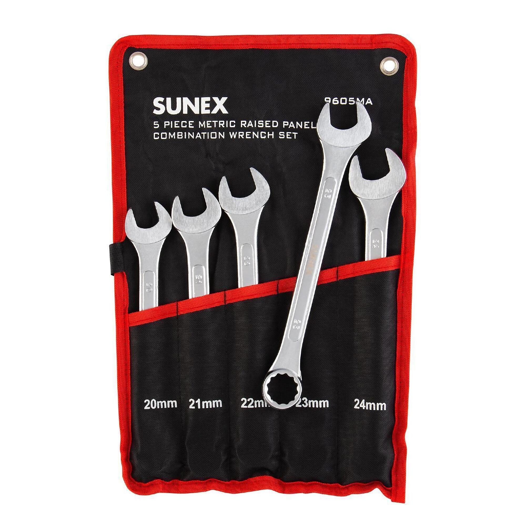 Sunex Tools 5-Piece Metric Raised Panel Combination Wrench Set — Model# 9605MA